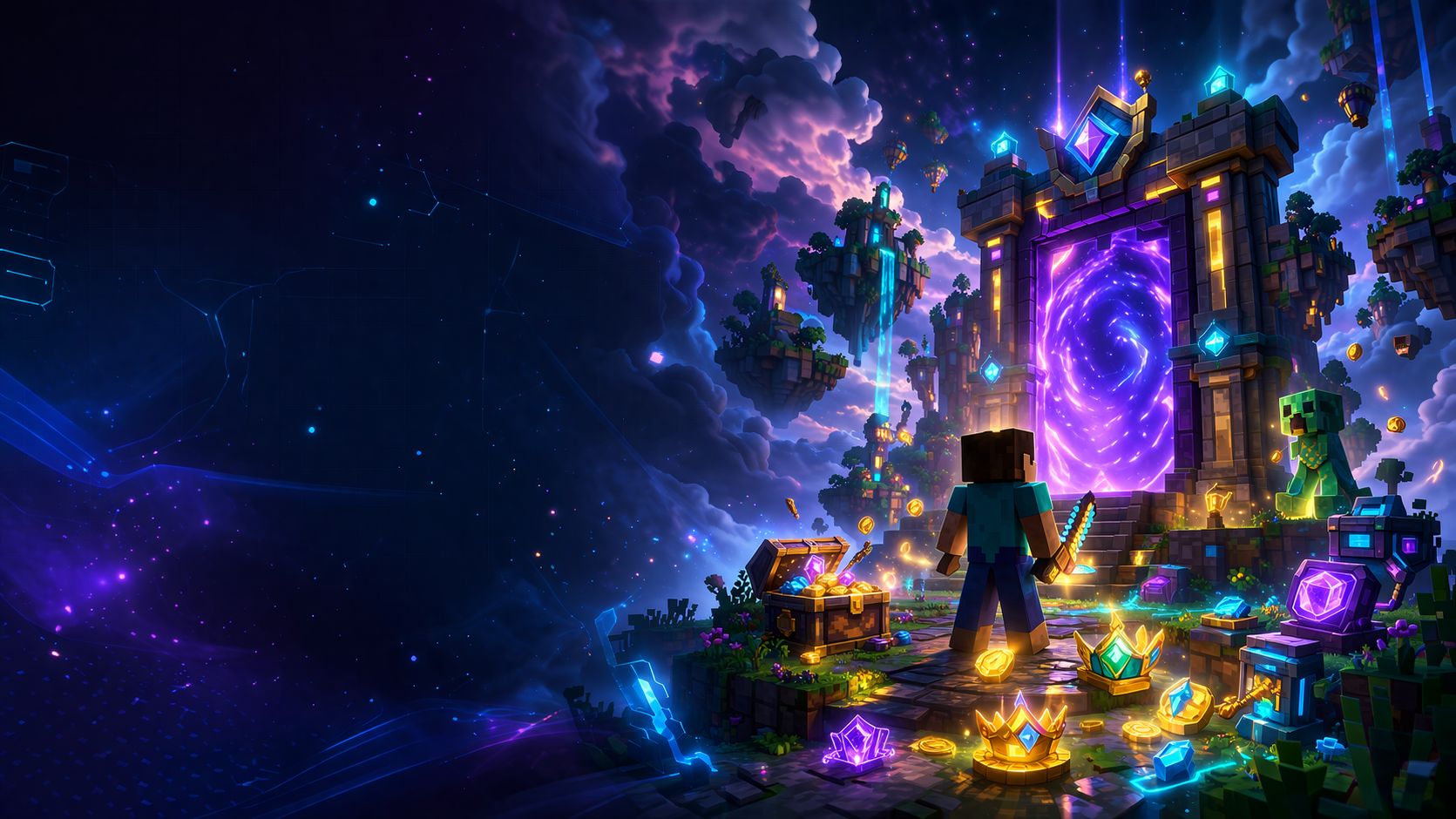 Arte epica com portal para campanha Minecraft